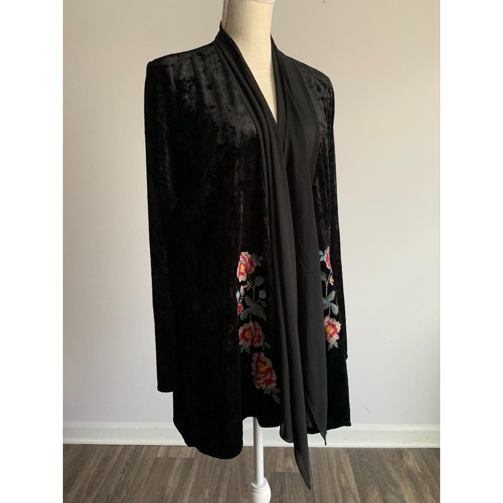 How Very Loved velour embroidered tunic top